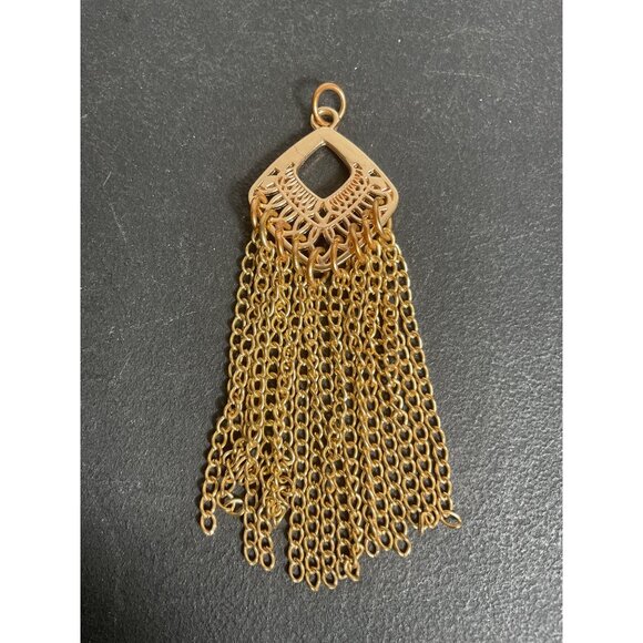 Gold Chain Tassel Pendant Boho Style Geometric Design - Picture 2 of 3